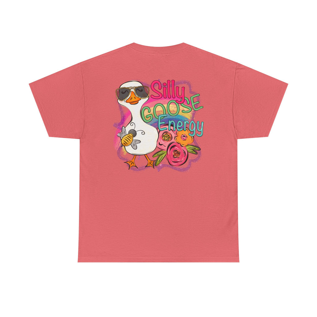 Silly Goose Energy T-Shirt | Retro Goose with Sunglasses, Floral Design